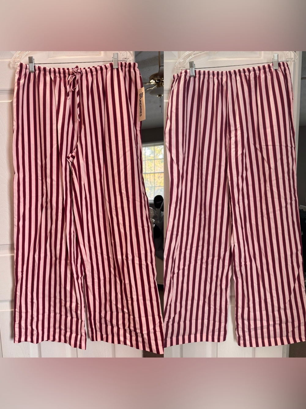 No Boundaries Stripe Lounge Pants Pink & Maroon